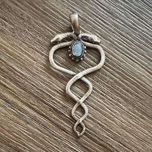 Opal Sterling Serpent Pendant